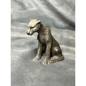 Vintage Rawcliffe Pewter Leopard Figurine 3in Signed 555 Big Cat Sculpture